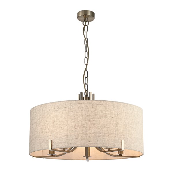 (image for) 5 Light Antique Brass Pendant with Shade